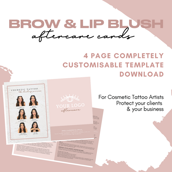 Brow and Lip Blush Cosmetic Tattoo Aftercare Card